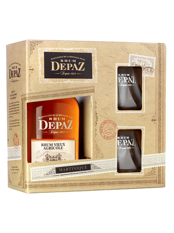 COFFRET  RHUM VIEUX DEPAZ PLANTATION + 2 VERRES